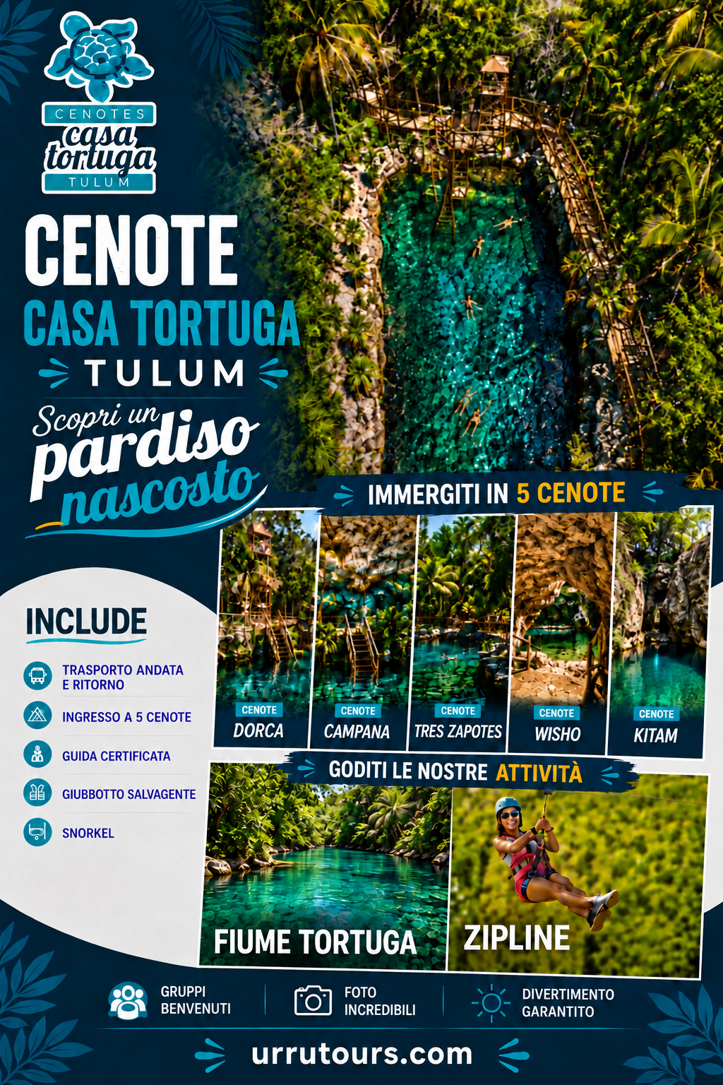 Cenotes Casa Tortuga brochure italiano