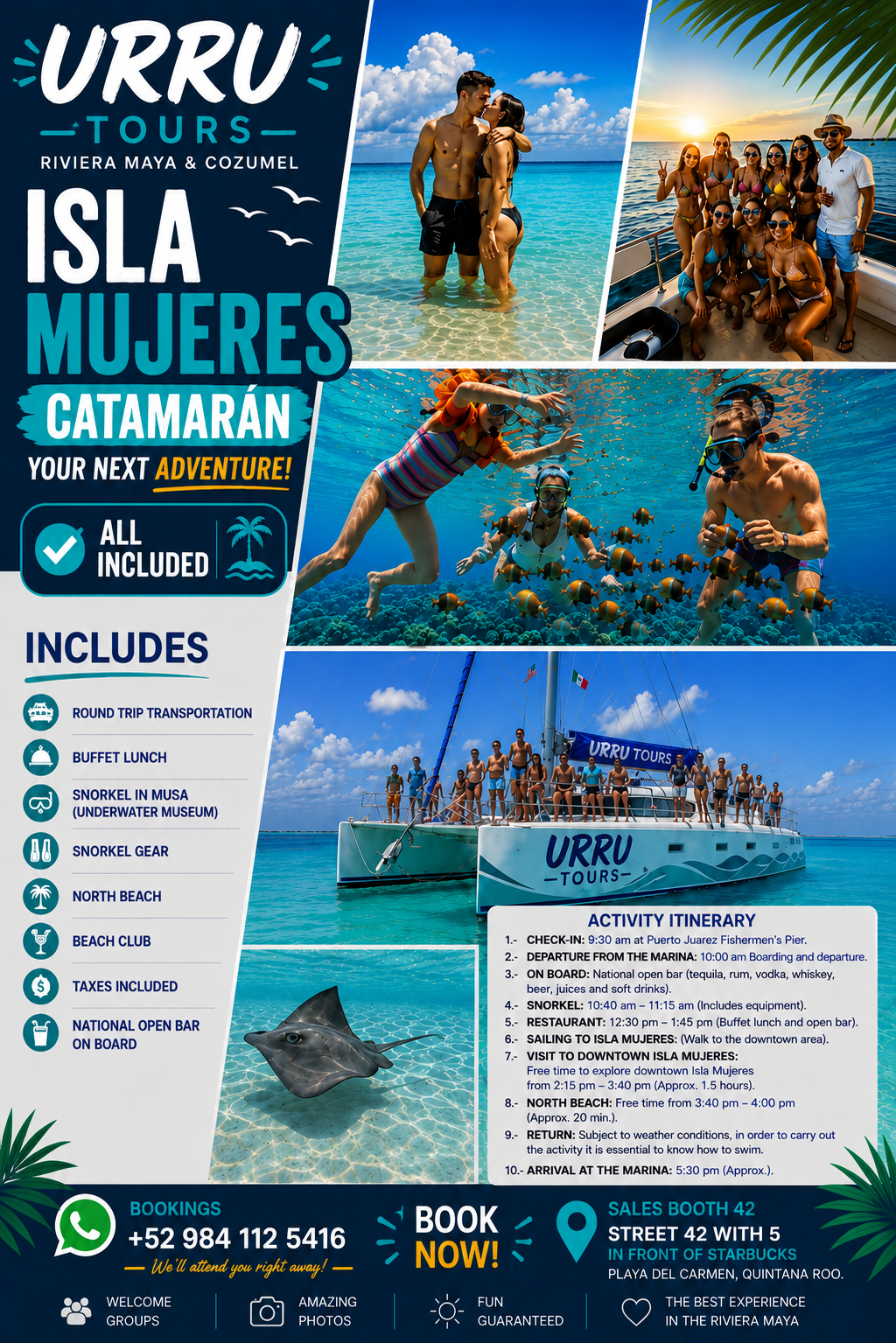 Isla Mujeres Catamarán Todo Incluido | URRU Tours