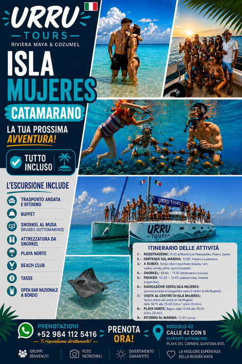 Isla Mujeres Catamarán Todo Incluido | URRU Tours