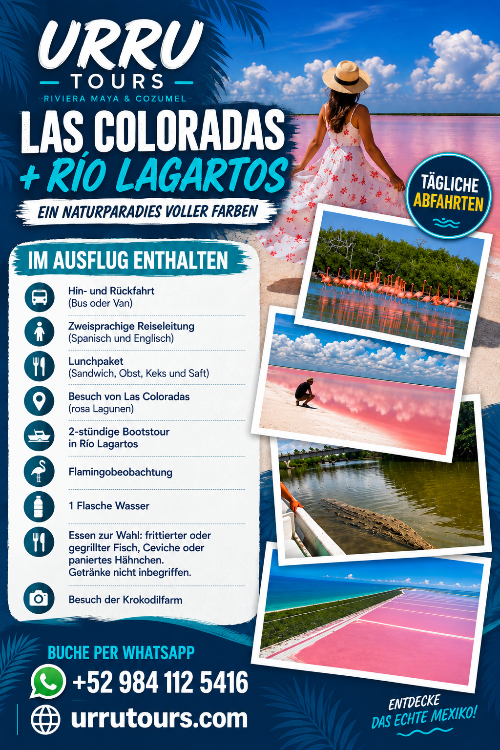 Las Coloradas und Río Lagartos ab Riviera Maya