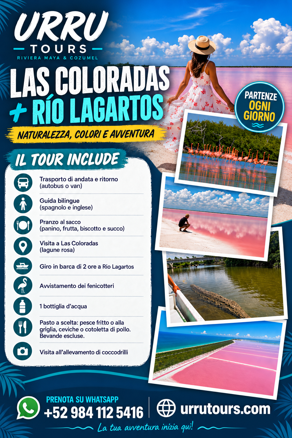 Las Coloradas e Río Lagartos dalla Riviera Maya