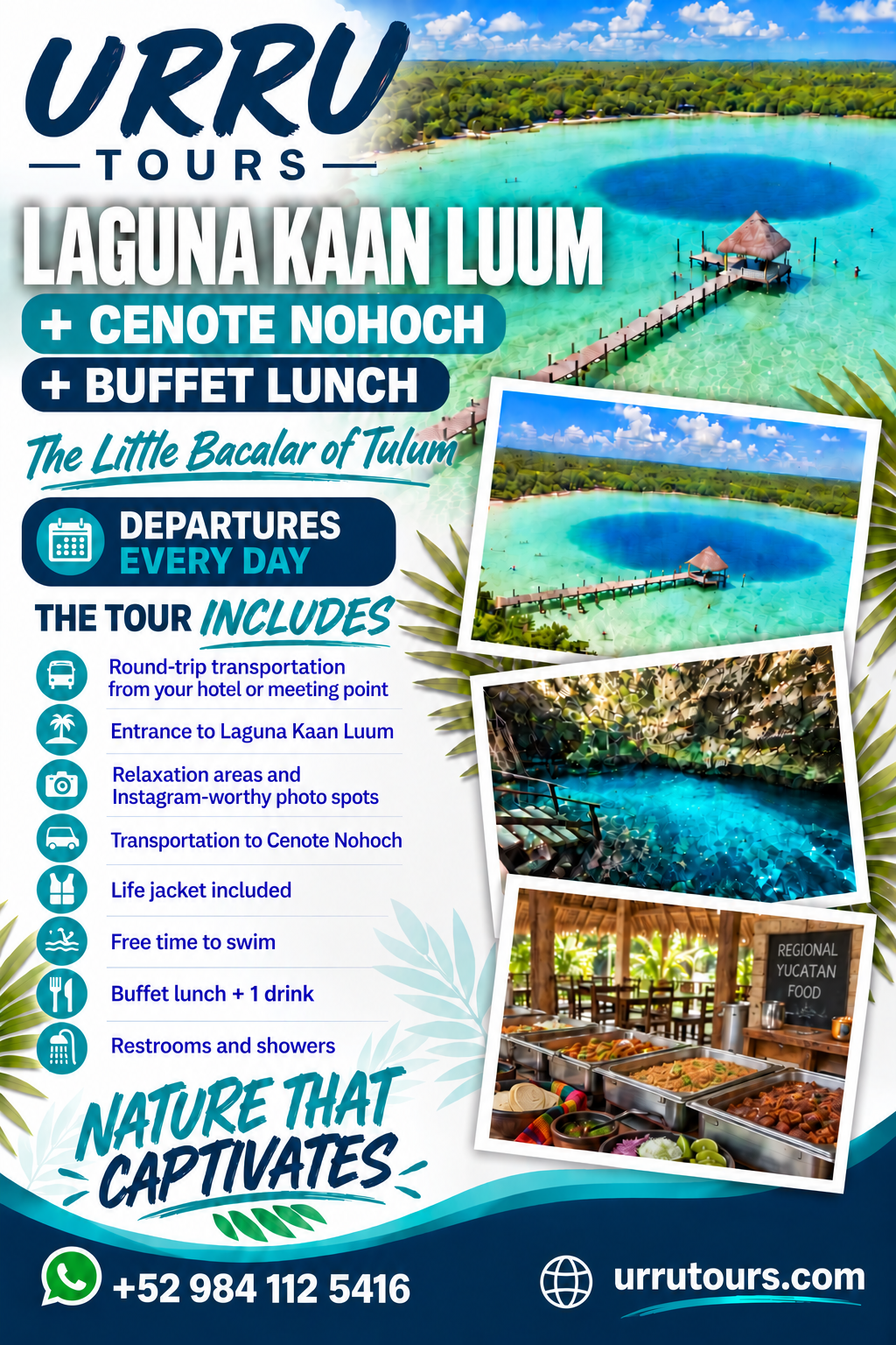 Kaan Luum Lagoon + Cenote Nohoch Tour from Riviera Maya