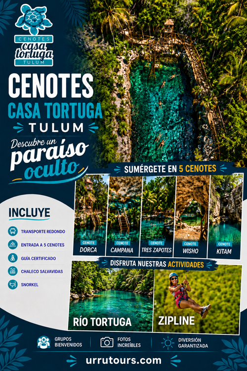 Cenotes Casa Tortuga desde Playa del Carmen: cinco cenotes y Río Tortuga