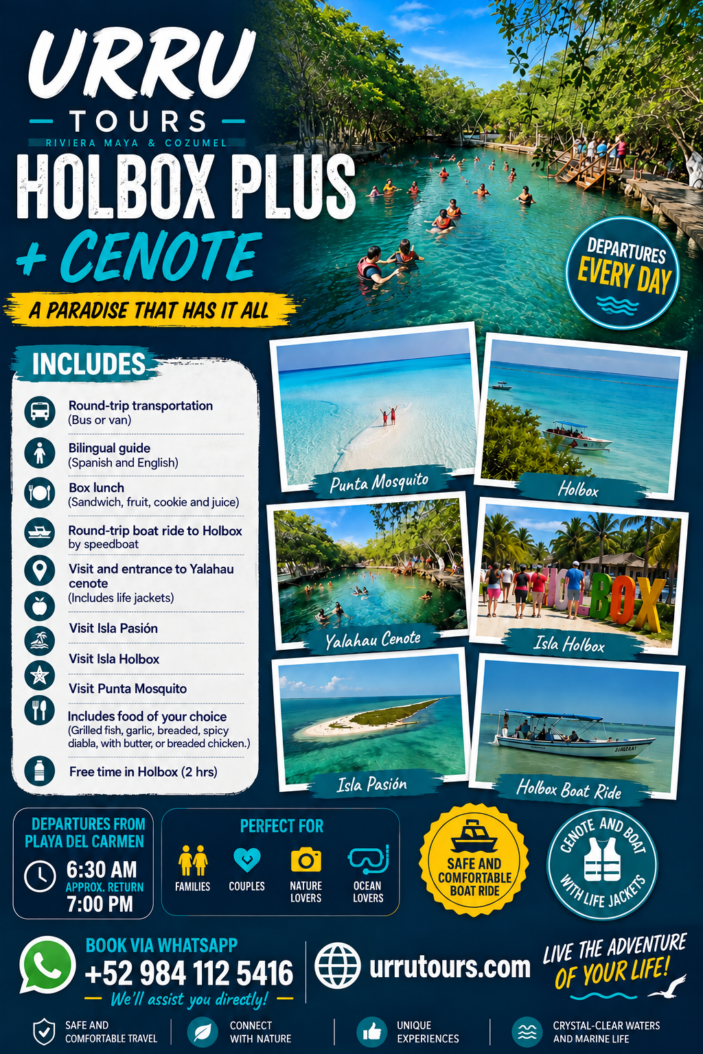 Holbox Plus tour with Yalahau cenote from Riviera Maya - English