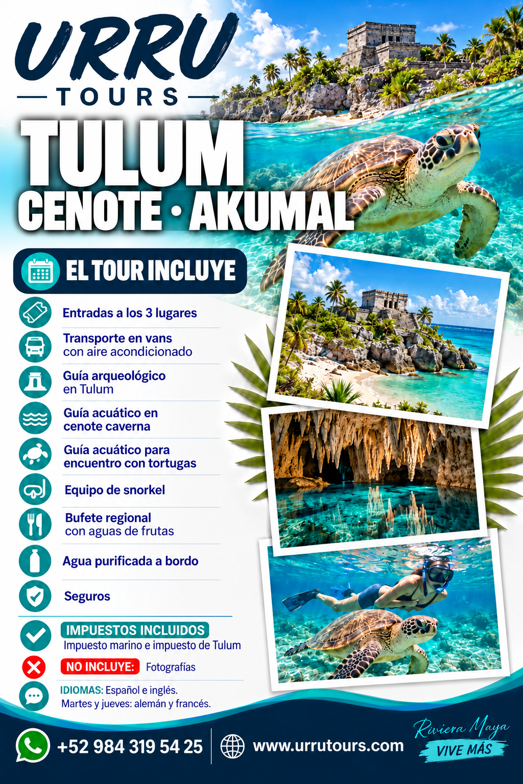 Tour Tulum, cenote y Akumal con snorkel de tortugas